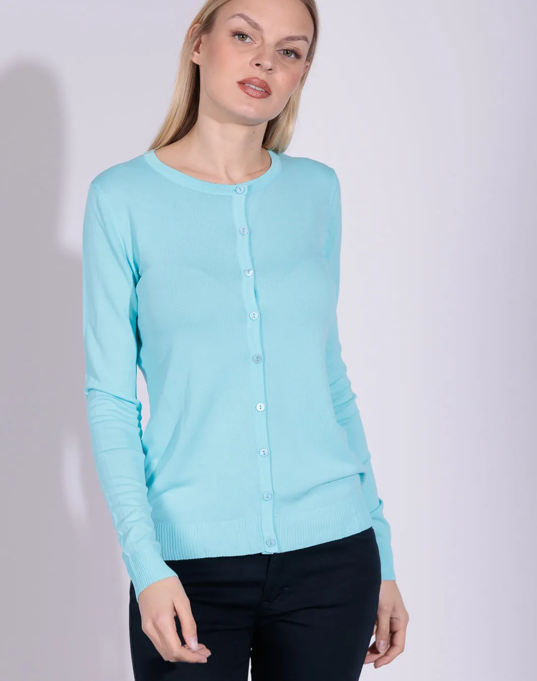 Tosca Summer Edition - Cardigan in filato scollo tondo con bottoni