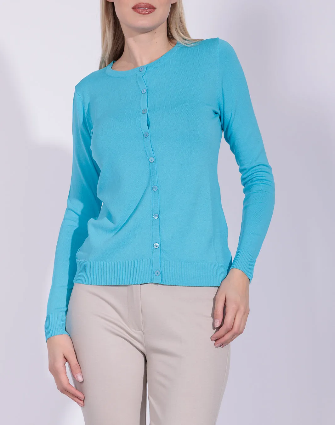 Tosca Summer Edition - Cardigan in filato scollo tondo con bottoni