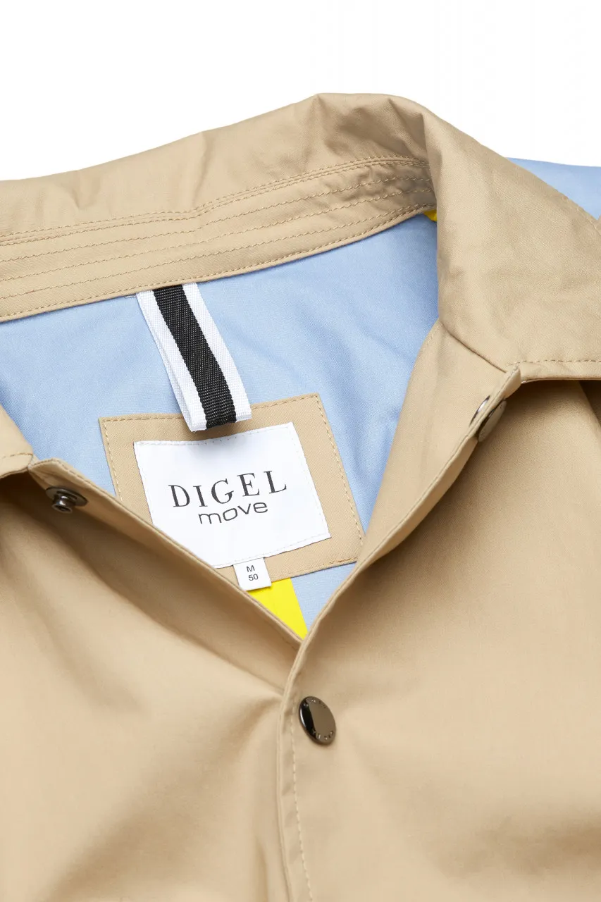 Unlined beige digel trench coat with detachable hood
