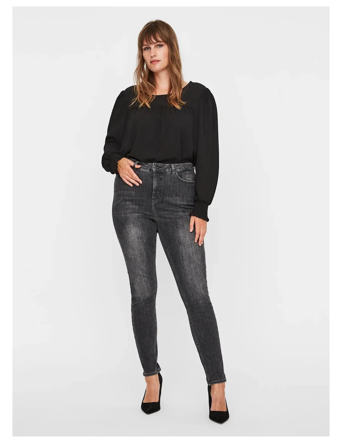 VERO MODA CURVE JEANS DONNA LORA HW SS BL WASH JEA