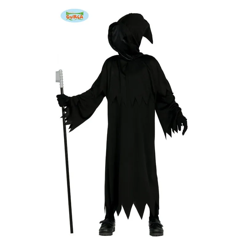 VESTITO DELLA MORTE CAVALIERE NERO 7/9 ANNI TUNICA PER TRAVESTIMENTI DI HALLOWEEN/CARNEVALE E SCENE HORROR NO MASCHERA