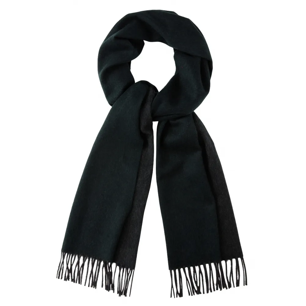 Viola Milano - Sciarpa Double Face 100% Zibellino Cashmere - Foresta/Grigio - Handmade in Italy - Luxury Exclusive Collection