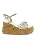 Zeppa Emanuèlle Vee SANDALO MIGNON in laminato e raffia platino e beige