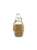 Zeppa Emanuèlle Vee SANDALO MIGNON in laminato e raffia platino e beige
