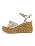 Zeppa Emanuèlle Vee SANDALO MIGNON in laminato e raffia platino e beige