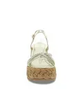 Zeppa Emanuèlle Vee SANDALO MIGNON in laminato e raffia platino e beige